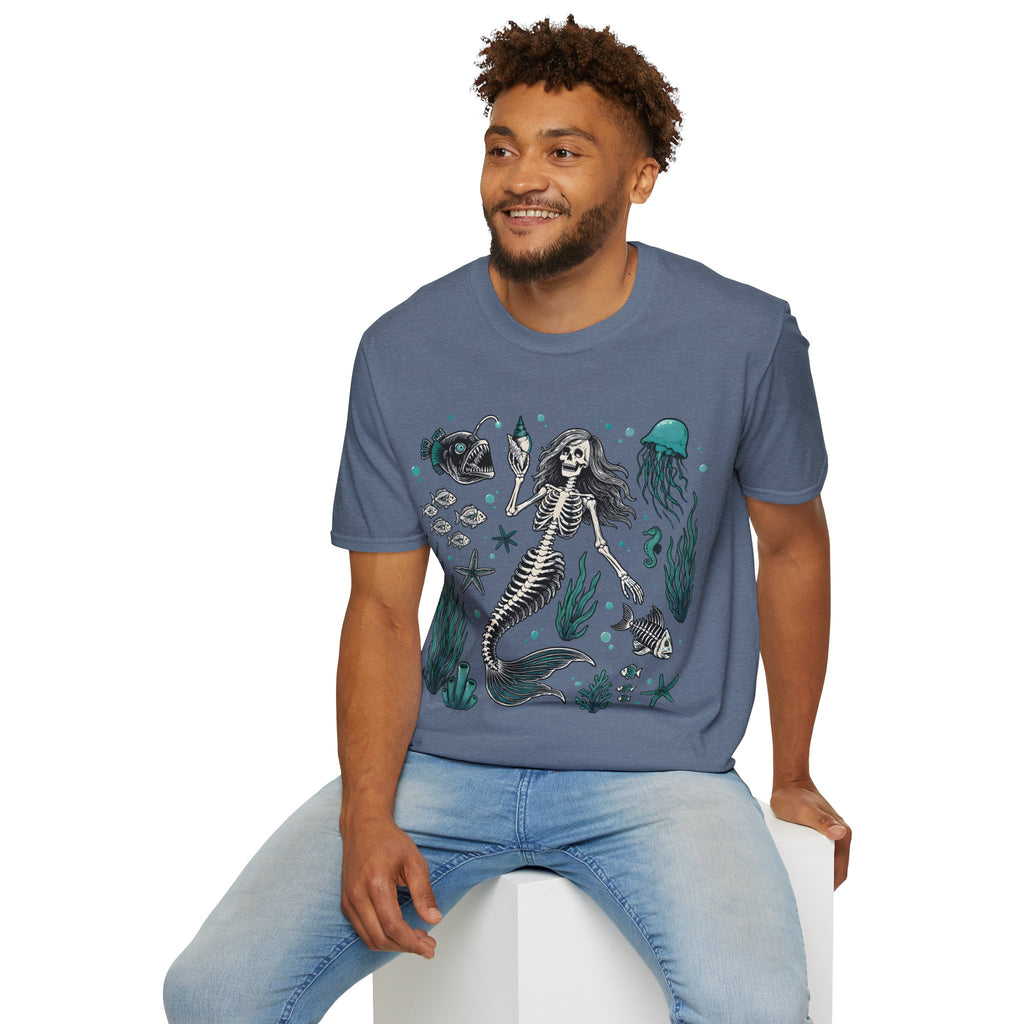 Mermaid Skeleton Tee — Gothic Sea Creature Graphic T-Shirt