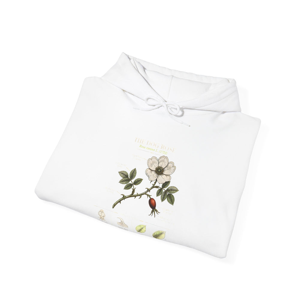 Floral Botanical Hoodie – White Dogwood Illustration with Text
