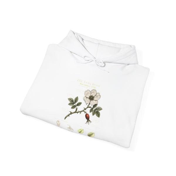 Floral Botanical Hoodie – White Dogwood Illustration with Text
