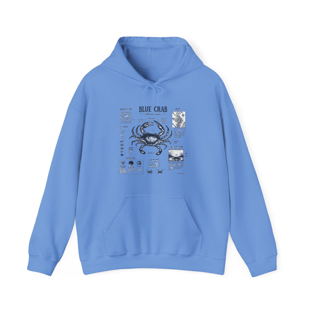 Blue Crab Anatomy Hoodie — Nautical Seafood Diagram Sweatshirt