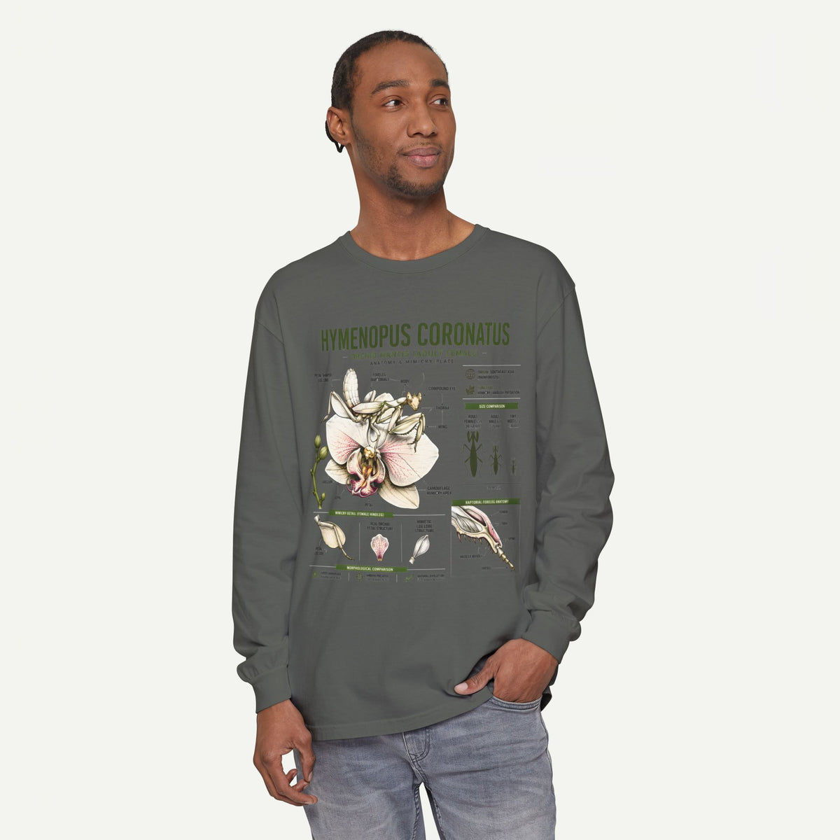 Hymenopus Coronatus Orchid Mantis Illustration Long Sleeve Tee