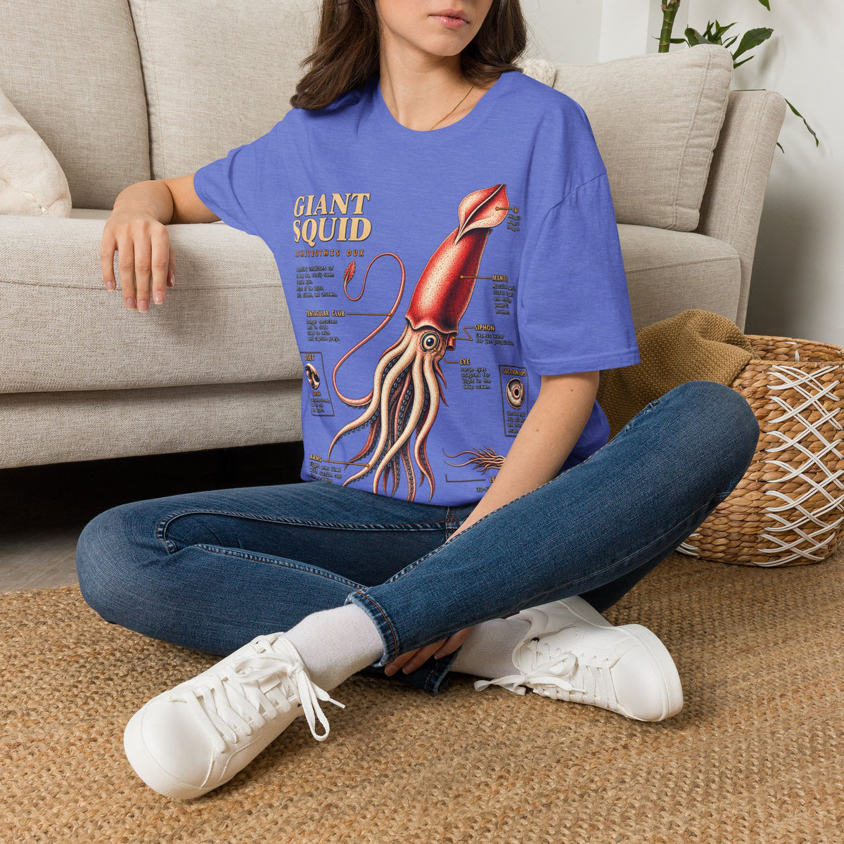 Squid Anatomy Graphic T-Shirt — 'Giant Squid' Vintage Scientific Illustration