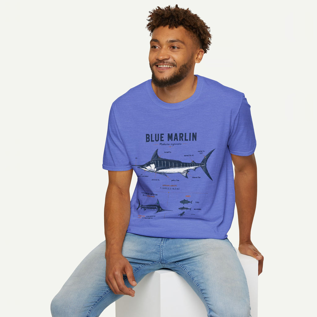 Blue Marlin Anatomy T-Shirt — Vintage Marine Fish Illustration Tee
