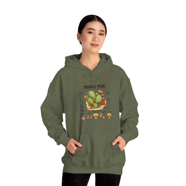 Prickly Pear Botanical Hoodie – Cactus Anatomy Illustrated Sweatshirt