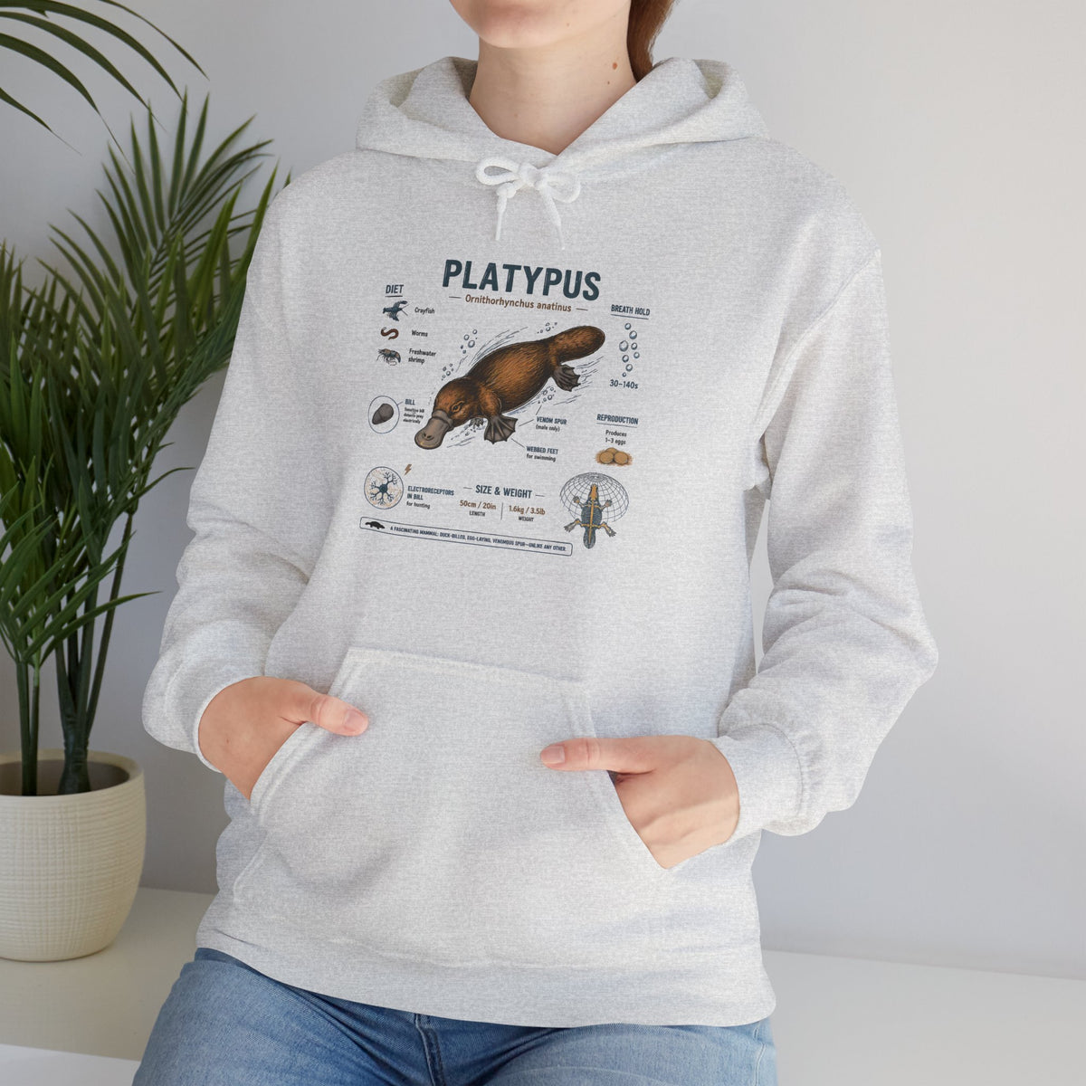 Platypus Anatomy Hoodie — Scientific Illustration Pullover for Nature Lovers