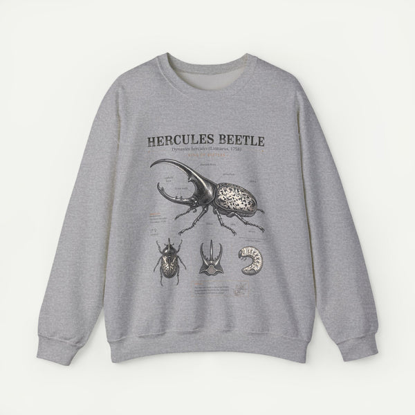 Hercules Beetle Anatomy  Crewneck Sweatshirt – Vintage Entomology Graphic