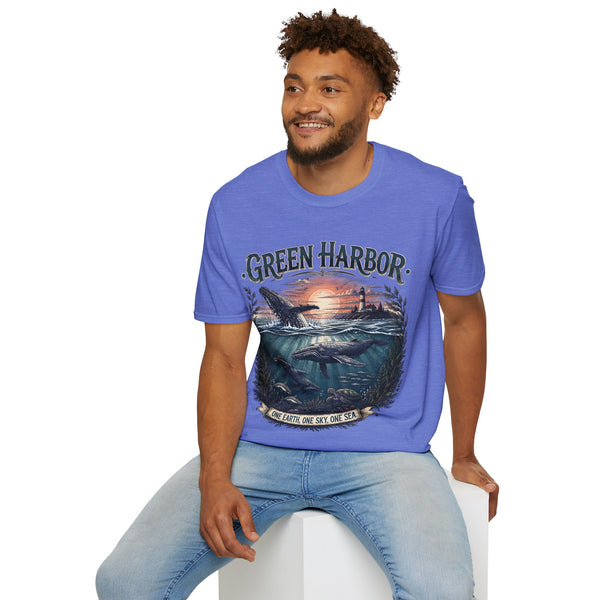 Green Harbor Sunset Whale T-Shirt
