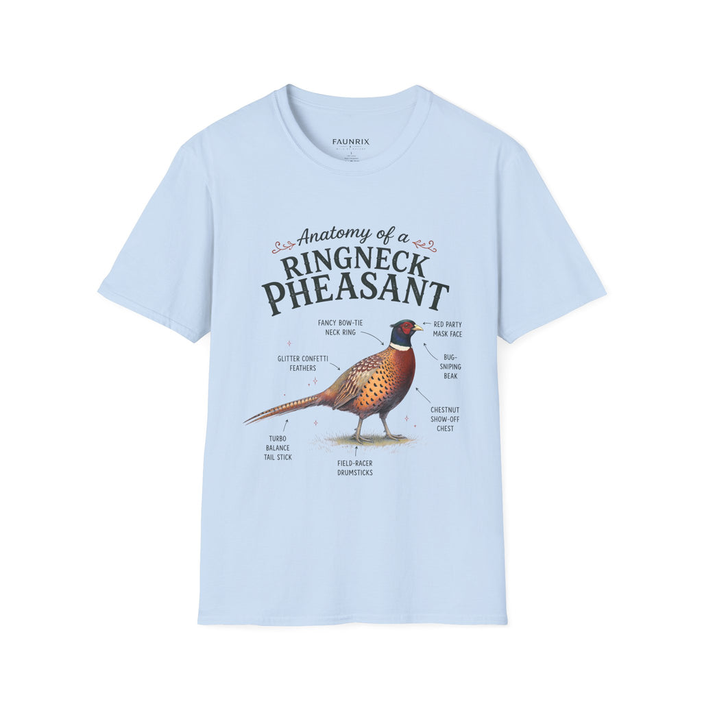 Ringneck Pheasant Anatomy T-Shirt — Illustrated Bird Diagram Tee