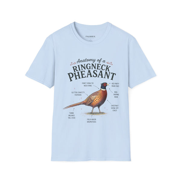 Ringneck Pheasant Anatomy T-Shirt — Illustrated Bird Diagram Tee