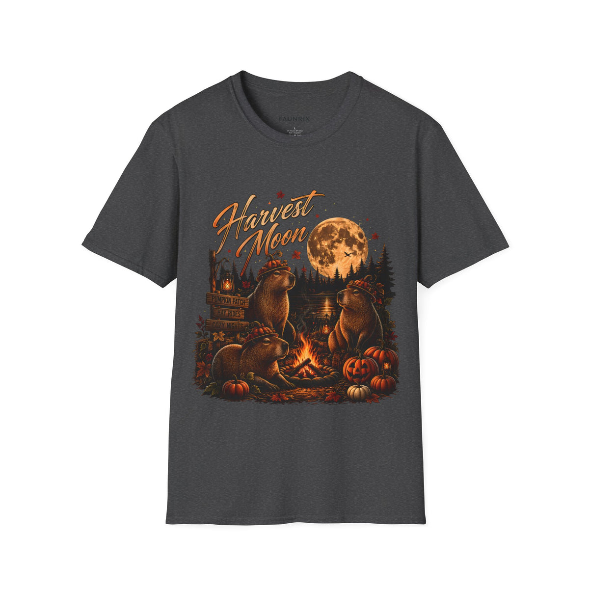 Harvest Moon T-Shirt — Autumn Campfire Bear Forest Tee
