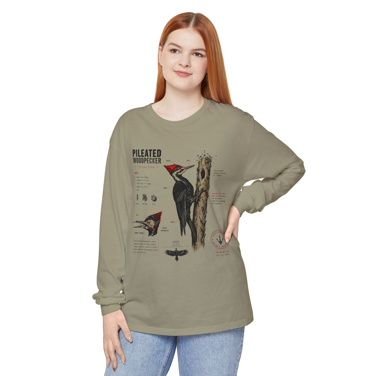 Pileated Woodpecker Anatomy Long Sleeve Tee