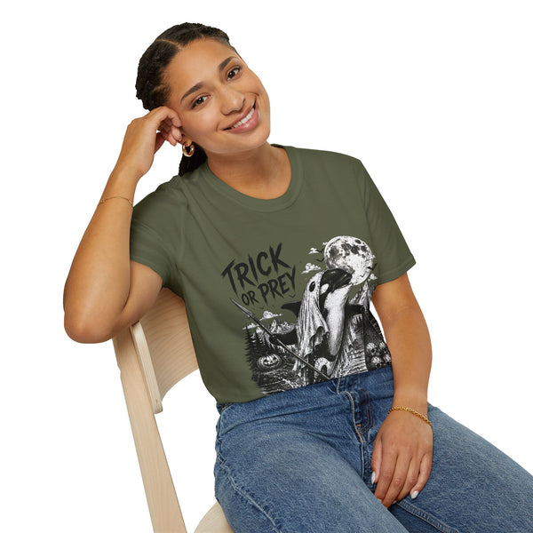 T-Shirt — Trick or Prey Halloween Orca Tee