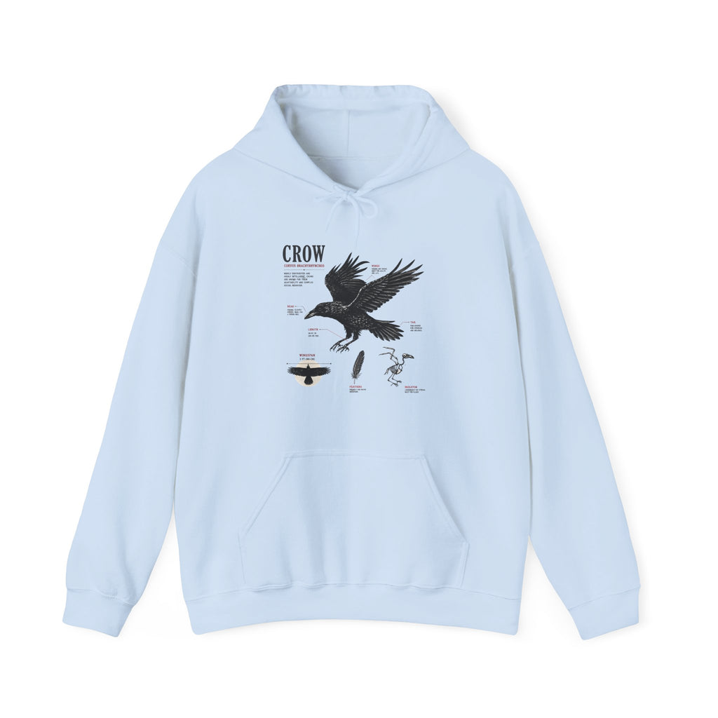 Crow Anatomy Hoodie — Vintage Raven Diagram Hooded Sweatshirt