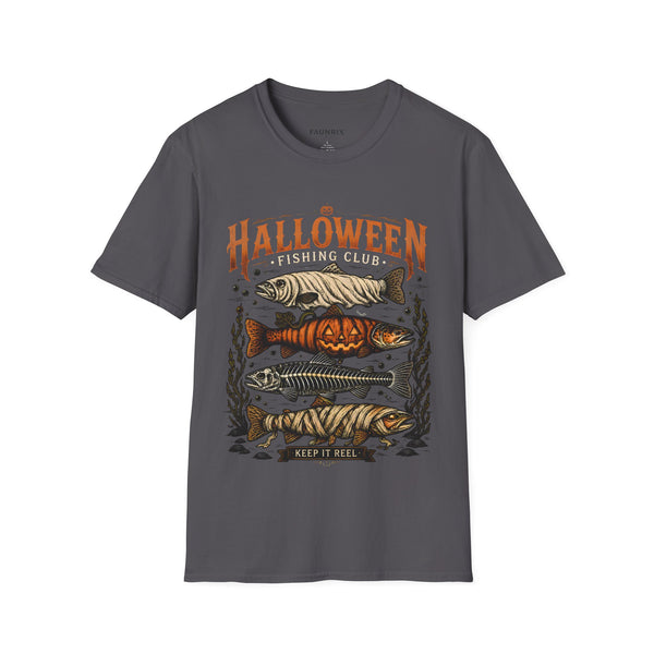 Halloween Trout Graphic T‑Shirt — Spooky Fish Pumpkin Design
