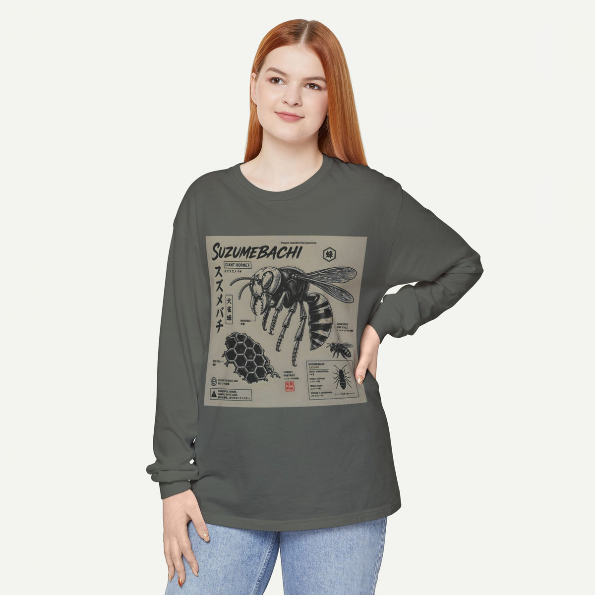 Suzumebachi Japanese Hornet Anatomy Long Sleeve Tee