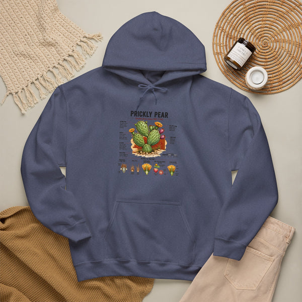 Prickly Pear Botanical Hoodie – Cactus Anatomy Illustrated Sweatshirt