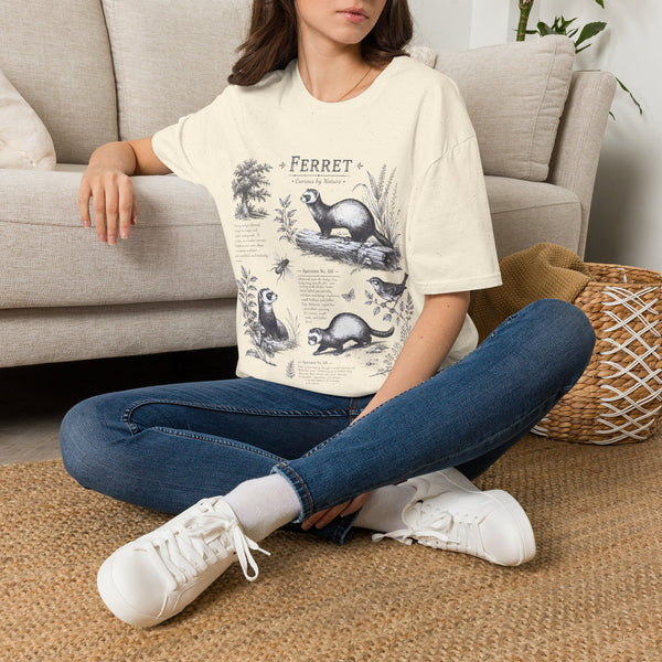 Ferret Vintage Anatomy T-Shirt — Botanical Wildlife Tee