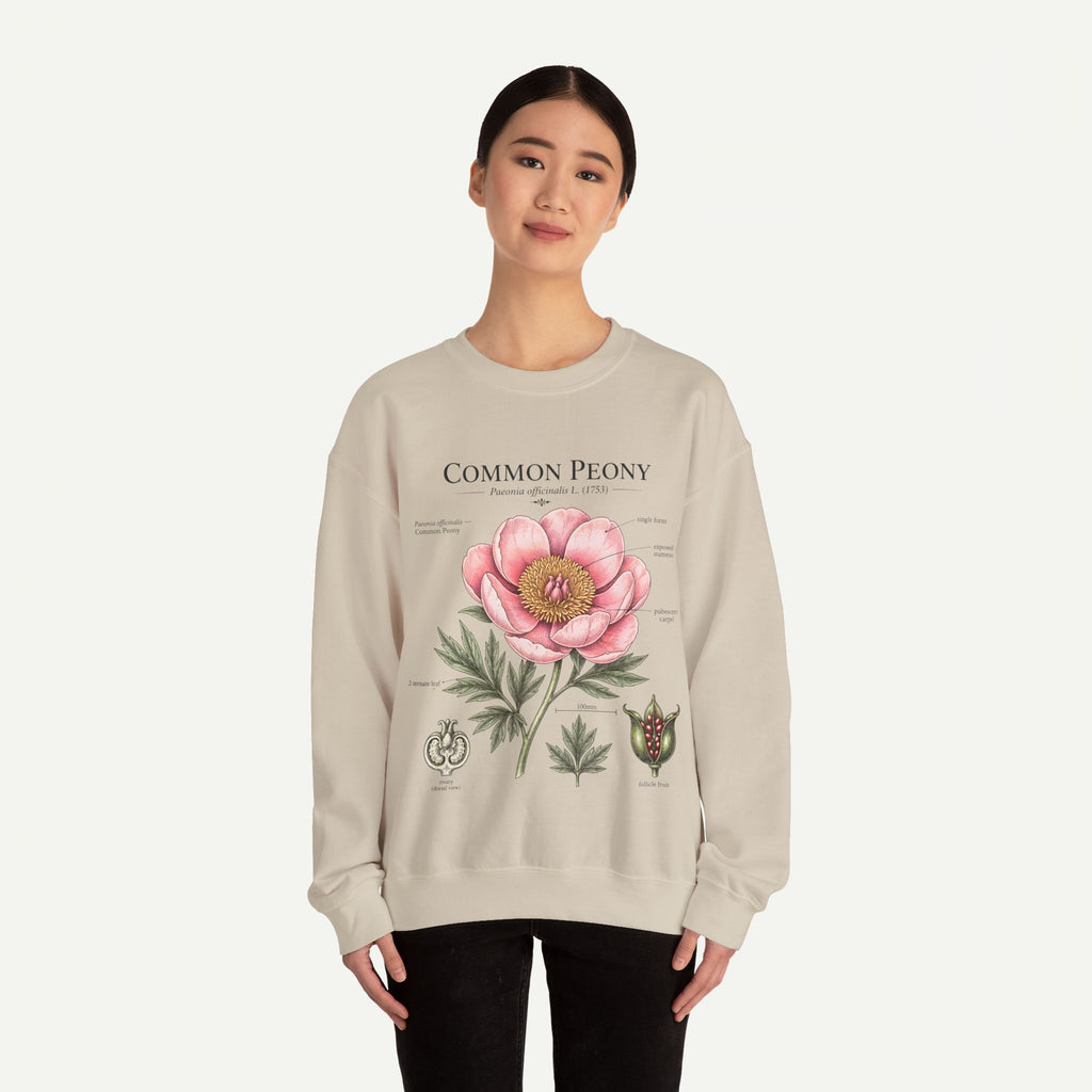 Peony Botanical Sweatshirt — "Common Peony" Floral Crewneck