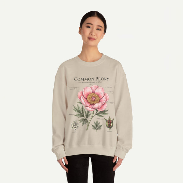 Peony Botanical Sweatshirt — "Common Peony" Floral Crewneck