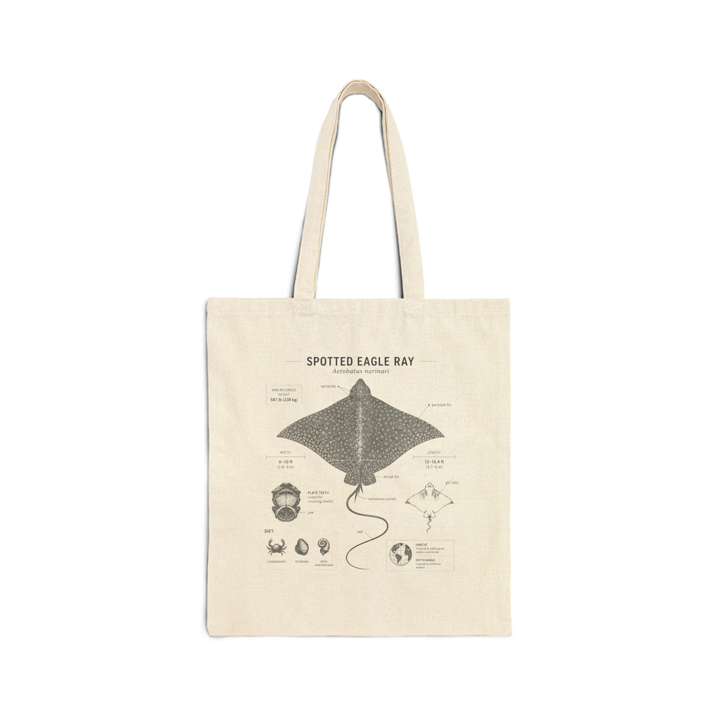 Spotted Eagle Ray Anatomy Tote Bag — Marine Life Illustration Eco Shopper
