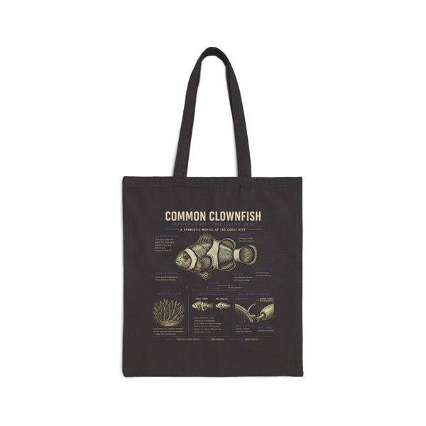Clownfish Anatomy Canvas Tote Bag — 'Common Clownfish' Marine Biology Illustration