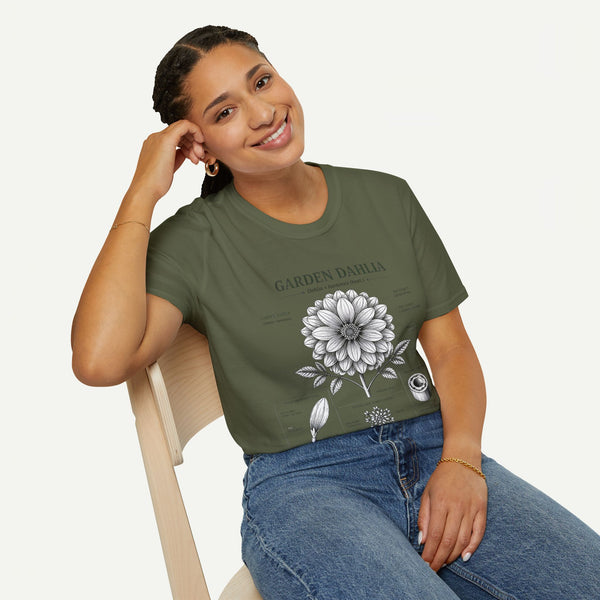 Dahlia Botanical Tee — 'Garden Dahlia' Floral Anatomy T-Shirt