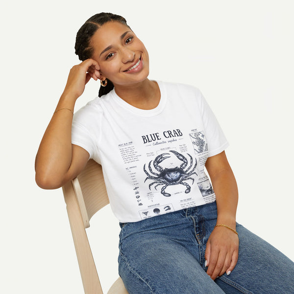 Blue Crab Anatomy T-Shirt — Nautical Vintage Marine Illustration Tee
