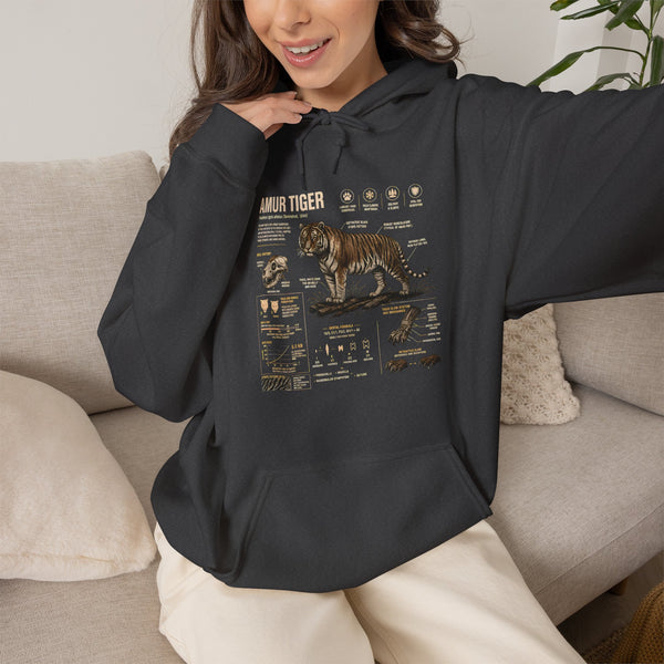 Amur Tiger Guide Hoodie — Vintage Wildlife Illustration Pullover