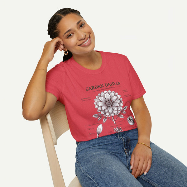 Dahlia Botanical Tee — 'Garden Dahlia' Floral Anatomy T-Shirt