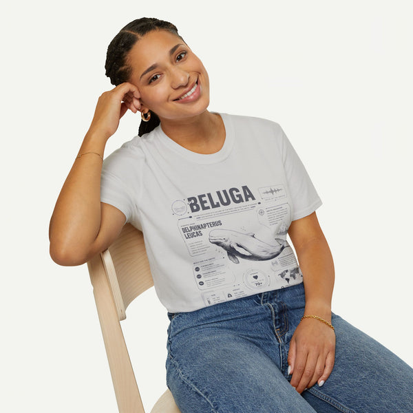 Beluga Whale Anatomy T-Shirt — Marine Life Illustration Tee Delphinapterus leucas