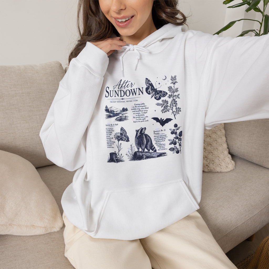Sunset Foxes Hoodie — "After Sundown" Nature Graphic Pullover