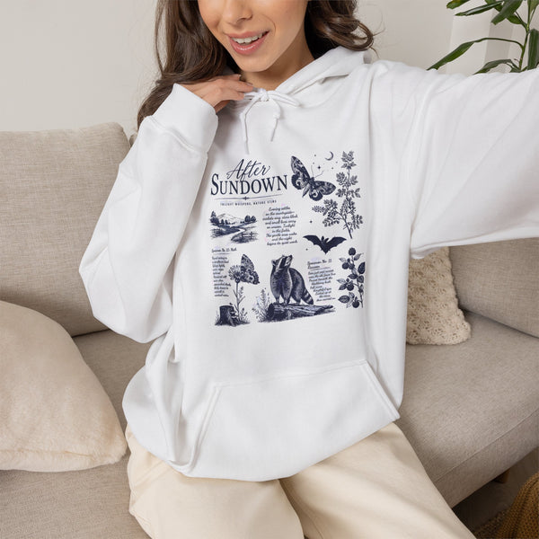 Sunset Foxes Hoodie — "After Sundown" Nature Graphic Pullover