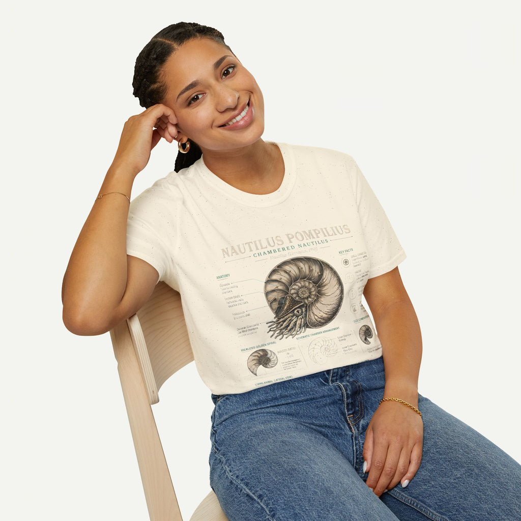 Nautilus Pompilus Shell Anatomy T-Shirt — Vintage Scientific Illustration Tee
