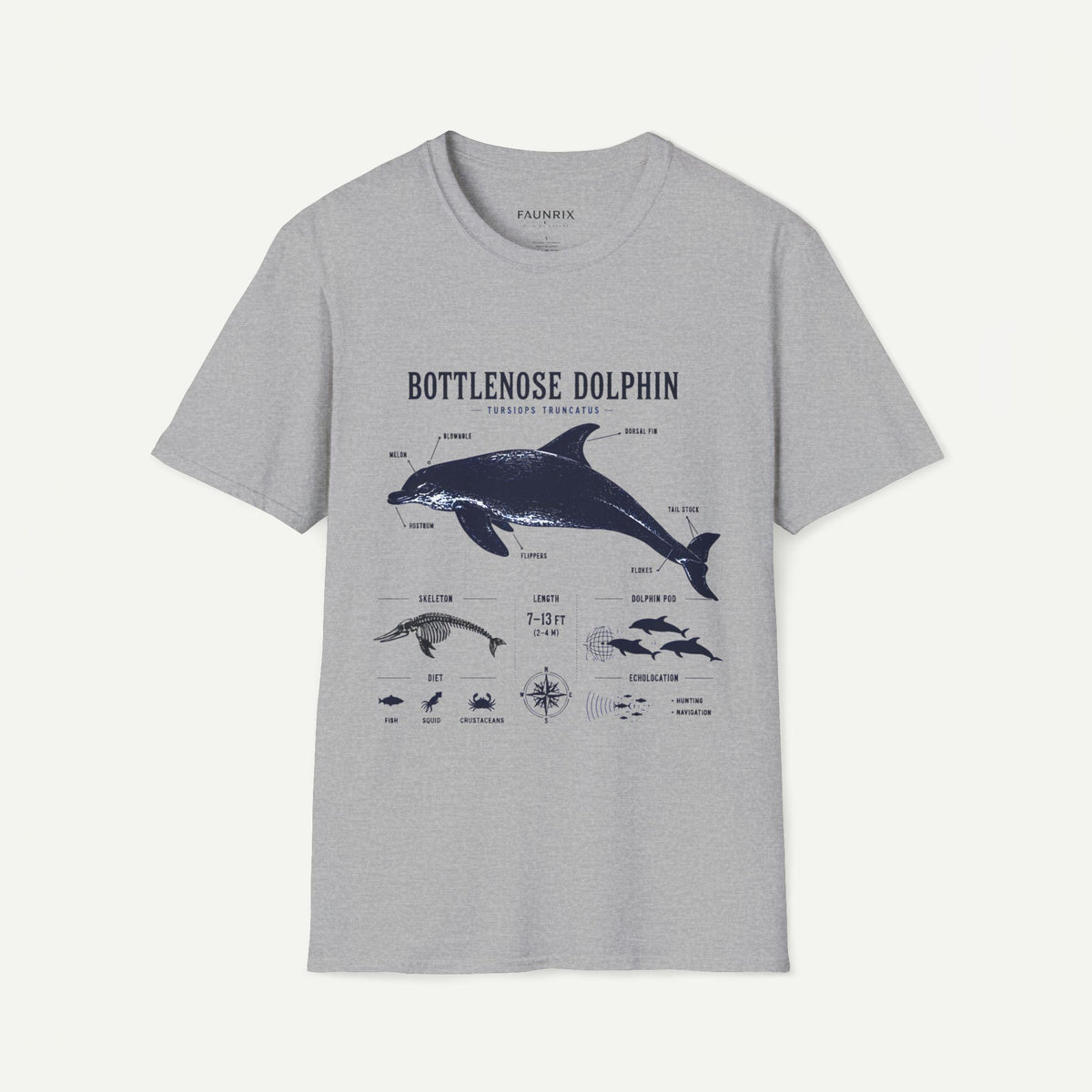 Bottlenose Dolphin Anatomy Tee – Illustrated Marine Life T-Shirt