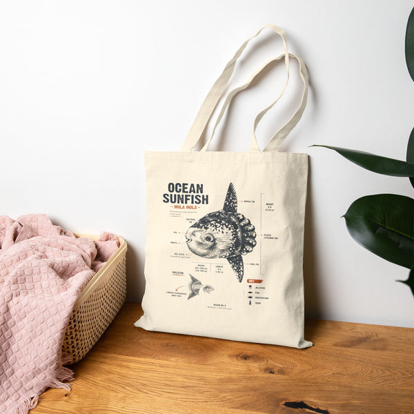 Ocean Sunfish Anatomy Tote Bag – Marine Biology Canvas Shopper