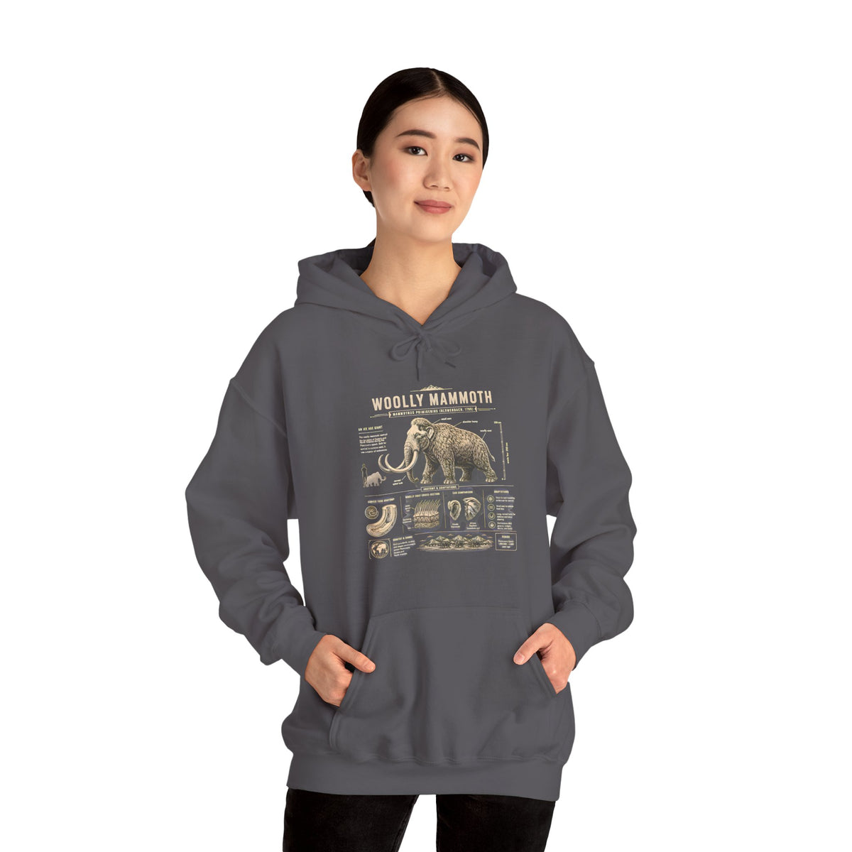 Woolly Mammoth Diagram Hoodie — Vintage Natural History Graphic Sweatshirt