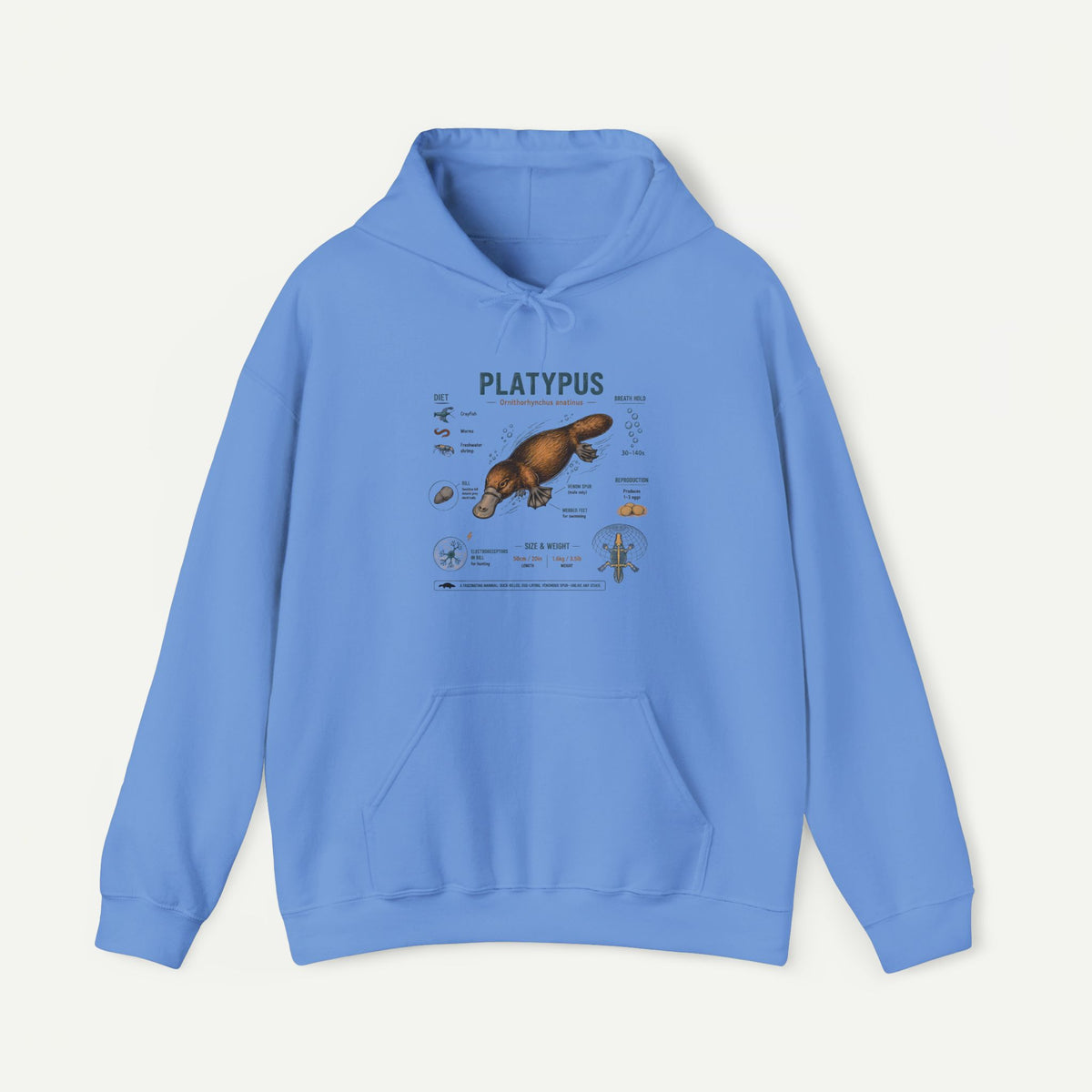 Platypus Anatomy Hoodie — Scientific Illustration Pullover for Nature Lovers