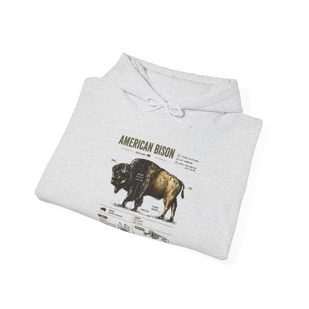 Bison Anatomy Hoodie — American Bison Illustration & Facts Sweatshirt
