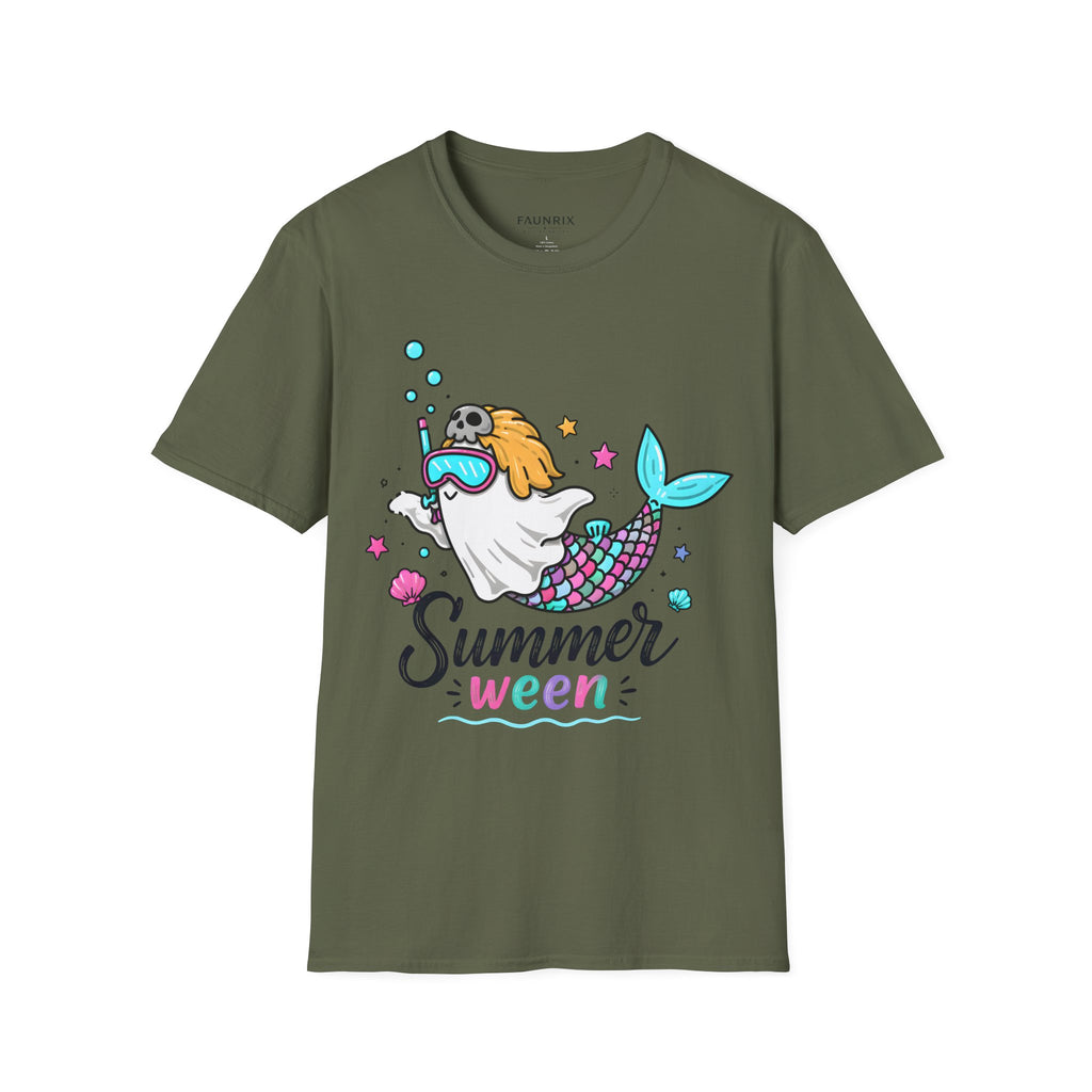 Mermaid Ghost Summerween T-Shirt — Cute Halloween Summer Mashup Tee