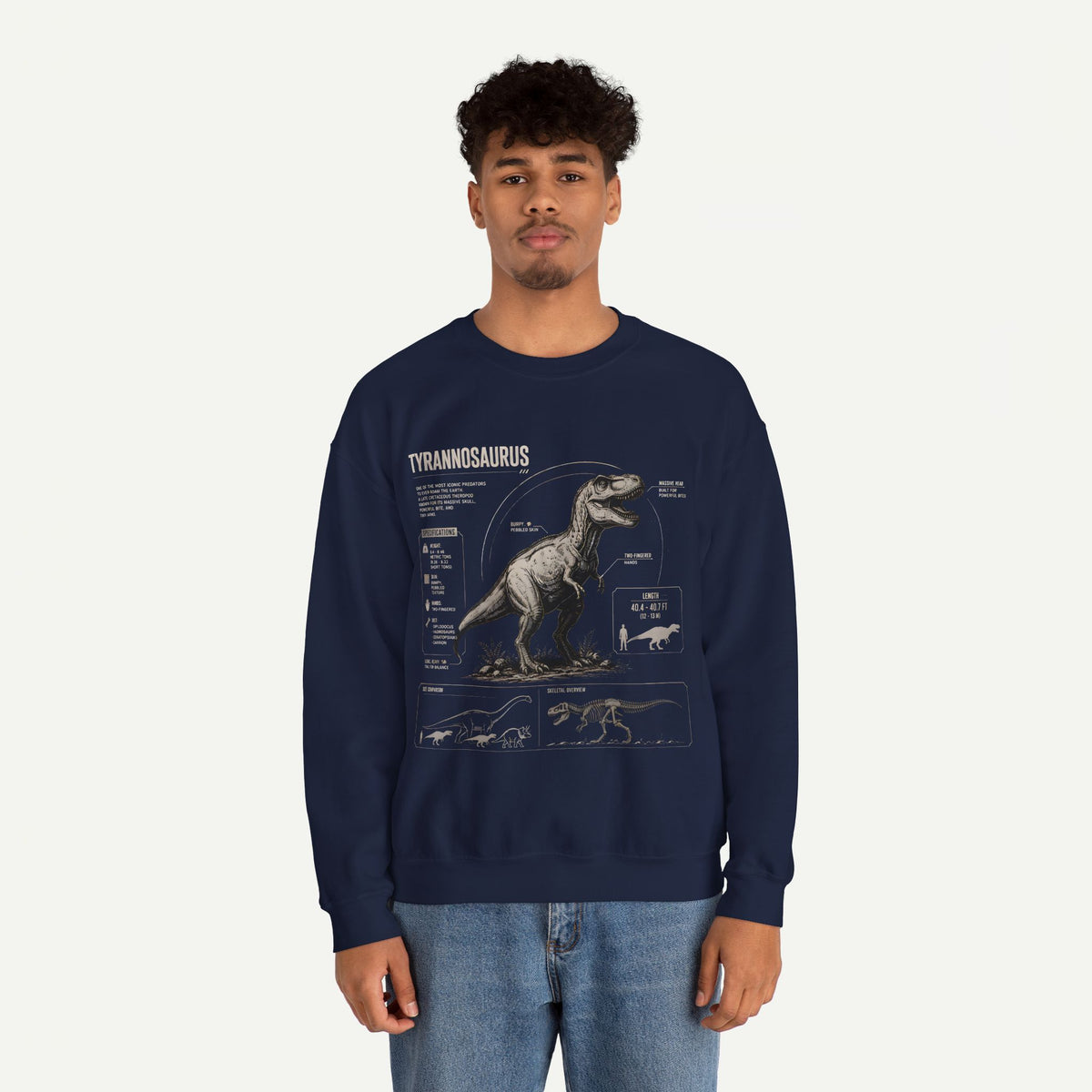 Tyrannosaurus Anatomy Sweatshirt — Vintage Dino Diagram Pullover