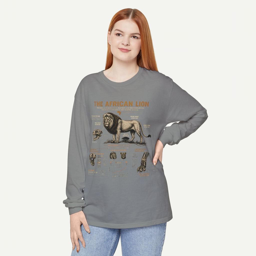 African Lion Anatomy Graphic Long Sleeve Tee