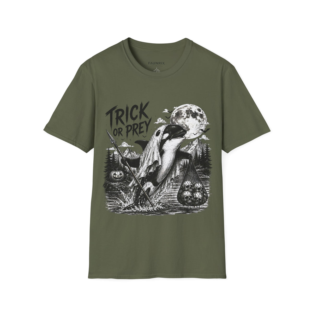 T-Shirt — Trick or Prey Halloween Orca Tee