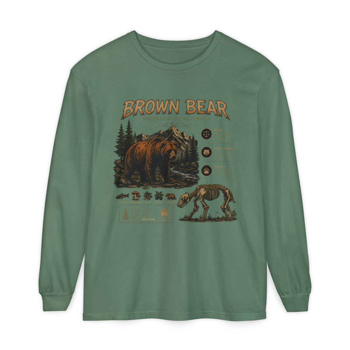Brown Bear Wildlife Graphic Long Sleeve Tee