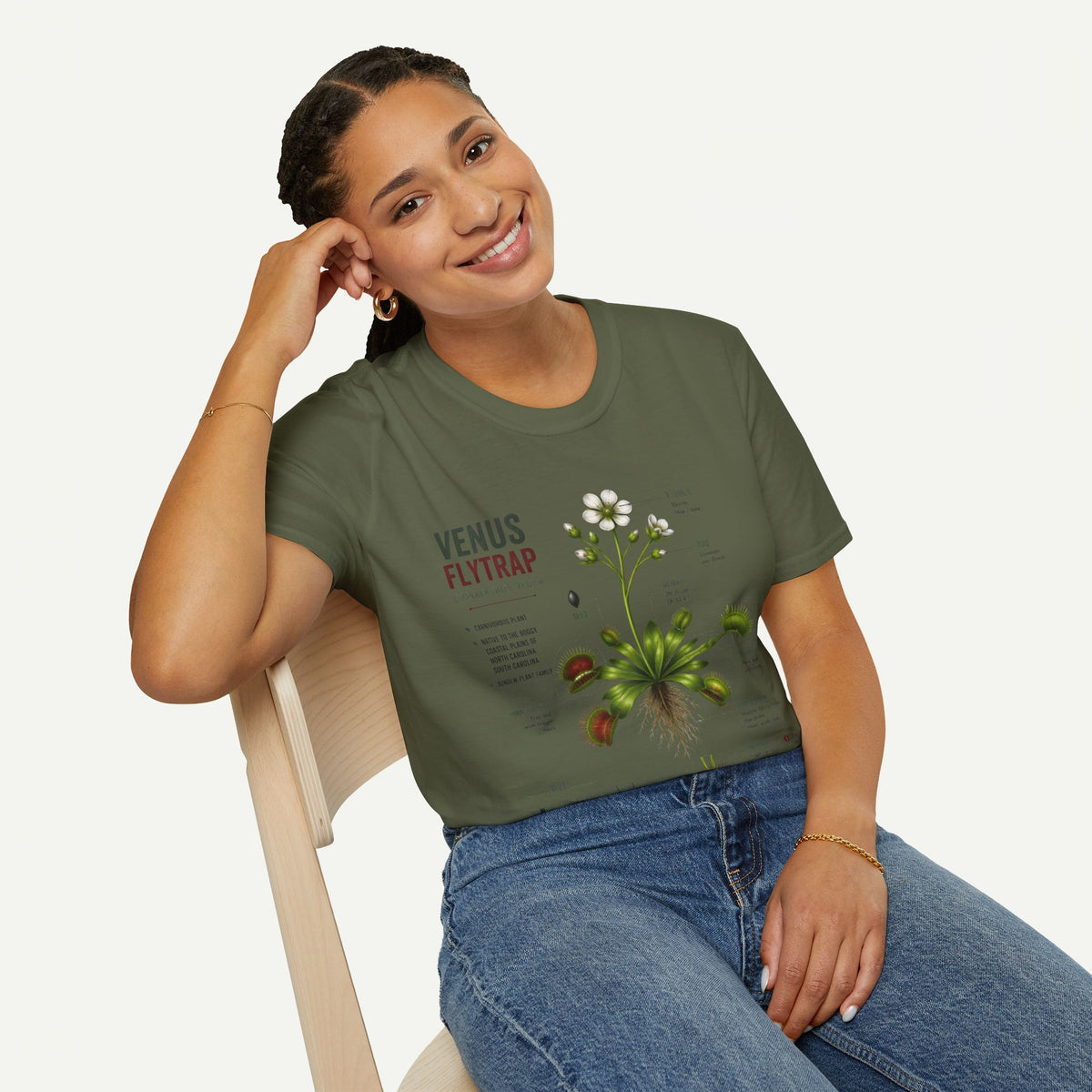Venus Flytrap Anatomy Botanical T-Shirt – Illustrated Plant Diagram Tee