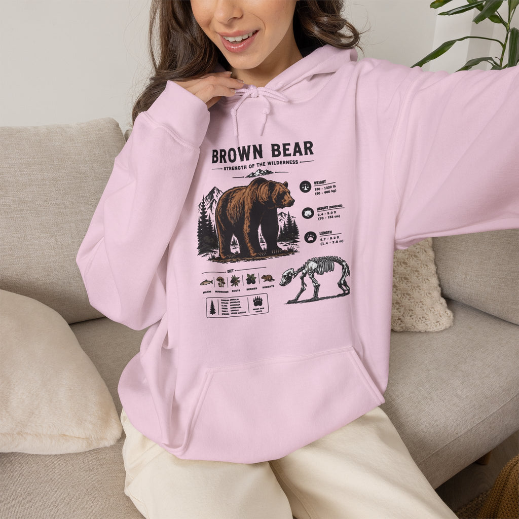 Brown Bear Anatomy Hoodie — Vintage Wildlife Graphic Sweatshirt