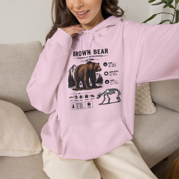 Brown Bear Anatomy Hoodie — Vintage Wildlife Graphic Sweatshirt