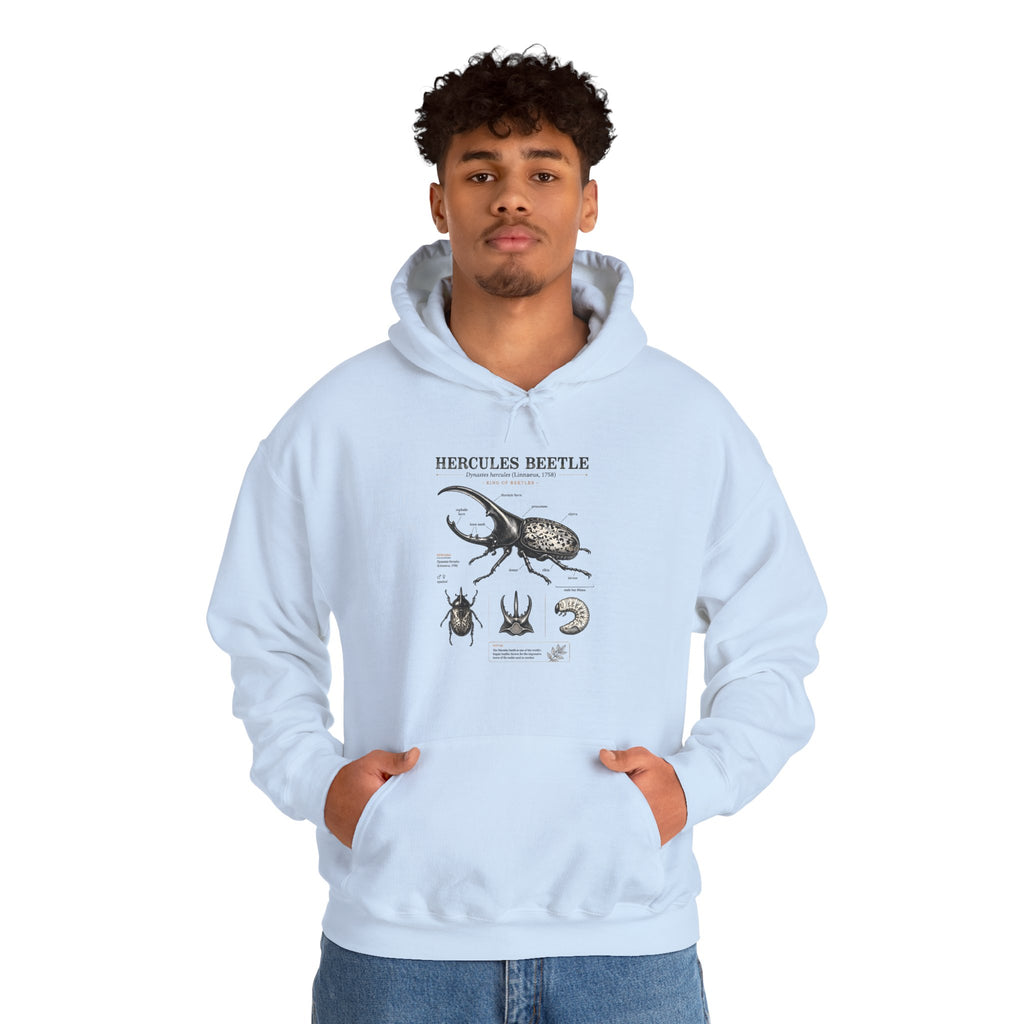 Hercules Beetle Anatomy Hoodie — Vintage Entomology Illustration Sweatshirt