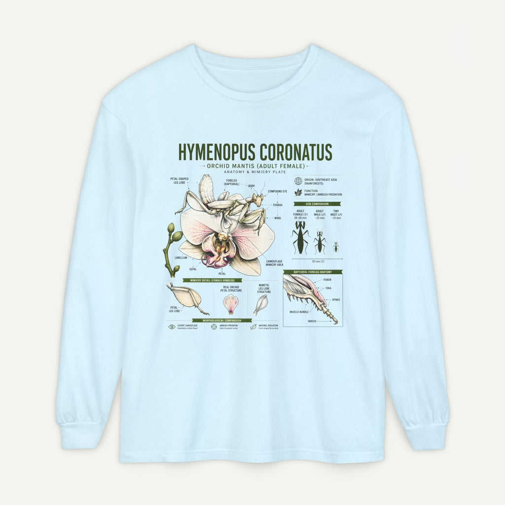 Hymenopus Coronatus Orchid Mantis Illustration Long Sleeve Tee