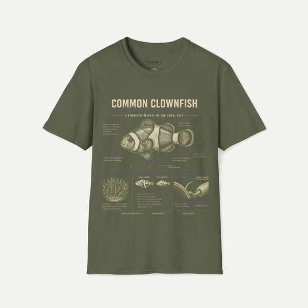 Common Clownfish Anatomy T-Shirt — Vintage Marine Biology Illustration Tee