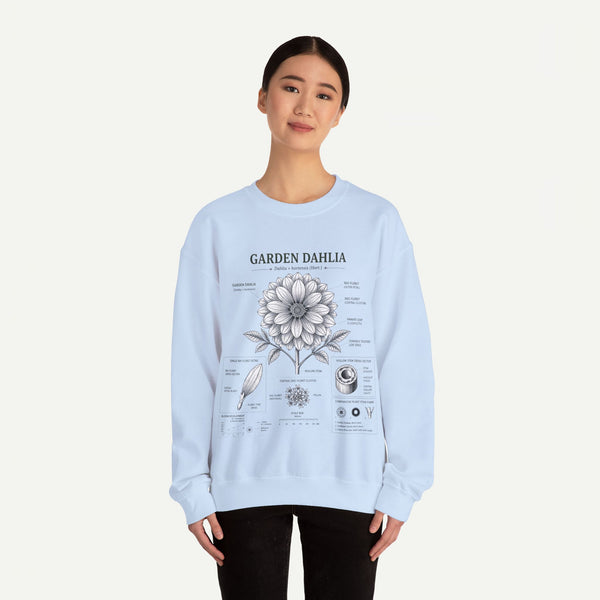 Dahlia Botanical Sweatshirt — Garden Dahlia Floral Diagram Crewneck